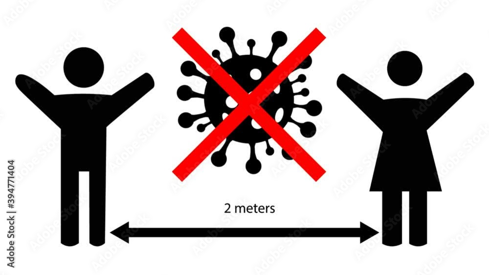Coronavirus 2019-nCoV. Do not hug, distance 2 meters motion vector animated Coronavirus 2019-nCoV. Do not hug, distance 2 meters motion vector animated