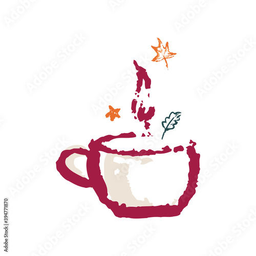 Hand drawing abstract elements of the autumn season. Warm colors and stylish compositions. Autumn mood, cozy autumn and minimal design. Vector illustration.
