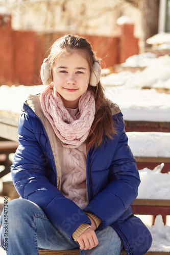 portrait of young woman on the winter