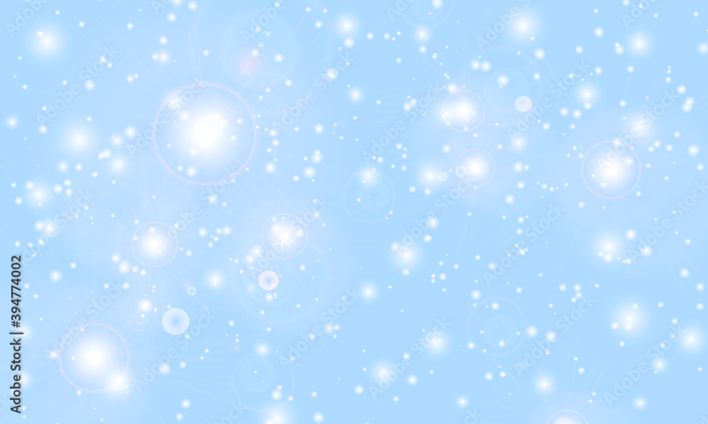 Fototapeta premium Snow background. Winter snowfall. White snowflakes on blue sky. Christmas background. Falling snow.