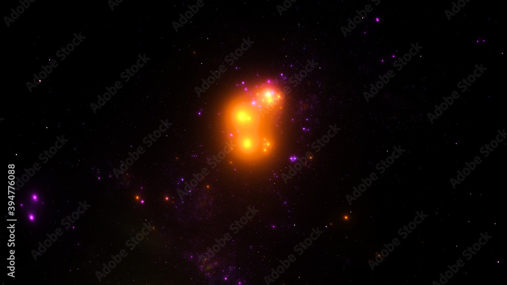 Naklejka premium 3D illustration of abstract fractal looks like beautiful galaxies.