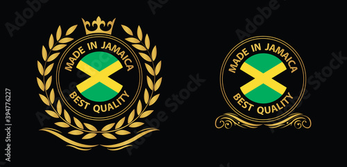 made in Jamaica  vector stamp. badge with Jamaica  flag