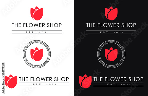 flower tulip logo set