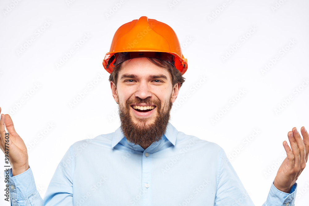 Emotional worker orange paint engineer professional construction cropped view Emotional worker orange paint engineer professional construction cropped view
