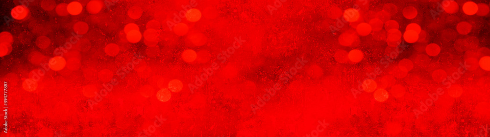 Dark red abstract concrete paper texture background banner panorama with bokeh / Festive Christmas template pattern
