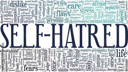 Self-hatred vector illustration word cloud isolated on a white background.