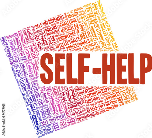 Self-help vector illustration word cloud isolated on a white background.