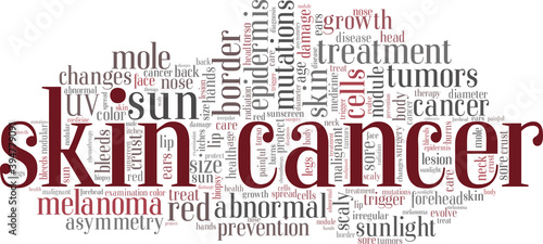 Skin cancer vector illustration word cloud isolated on a white background.