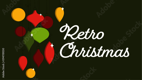 Retro Christmas Ornaments Dark Background