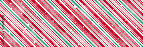 Peppermint candy cane diagonal stripes Christmas background with shiny snowflakes print seamless pattern