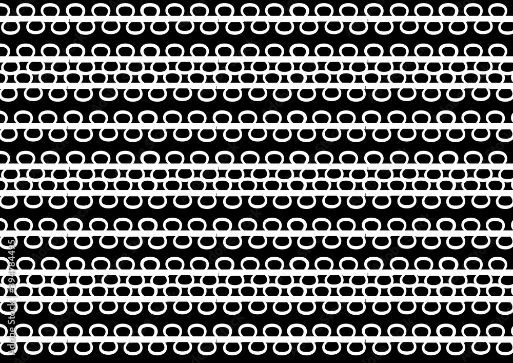 Abstract black and white wallpaper pattern made of alphabet lettering q
