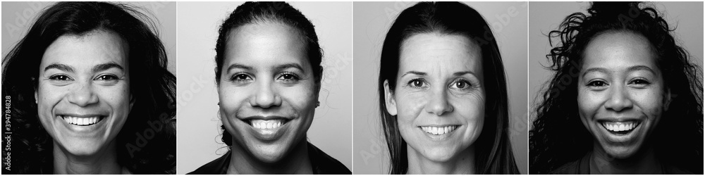 Fototapeta premium Black and white portraits of different women