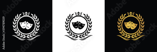 theatre logo template luxury royal vector theatre company decorative emblem with crown	
