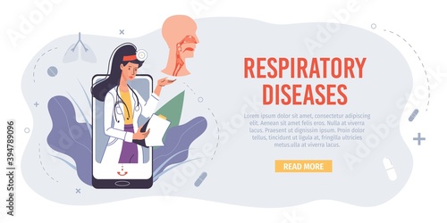 Cartoon flat doctor character in uniform,lab coat with medical devices and symbols-otolaryngologist medic profession career concept