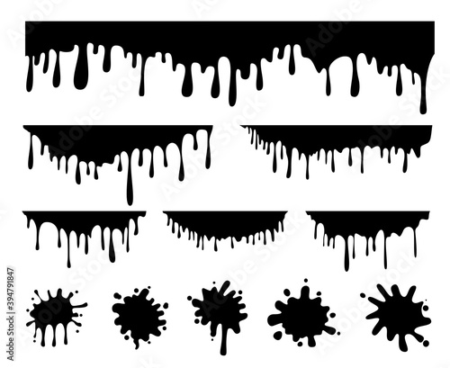 Black splash isolated on white background. Vector illustration. Set icon.