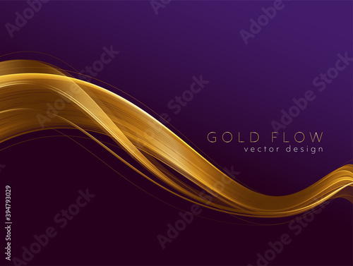 Abstract shiny color gold wave design element