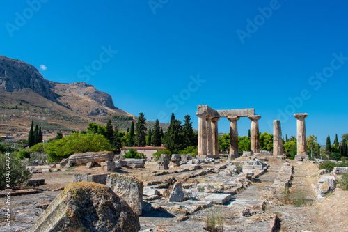 Ancient ruins of Temple of Apollo, Corinth, Greece 