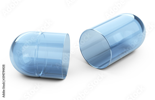 Open empty clear medication capsule.