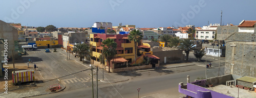 Street view on Santa Maria, Sal in traditional african downtown road. photo