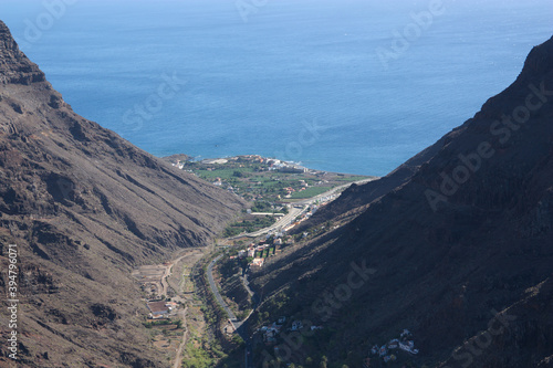 Panoramic view from the top of Valle Gran Rey in La Gomera, Canary Islands