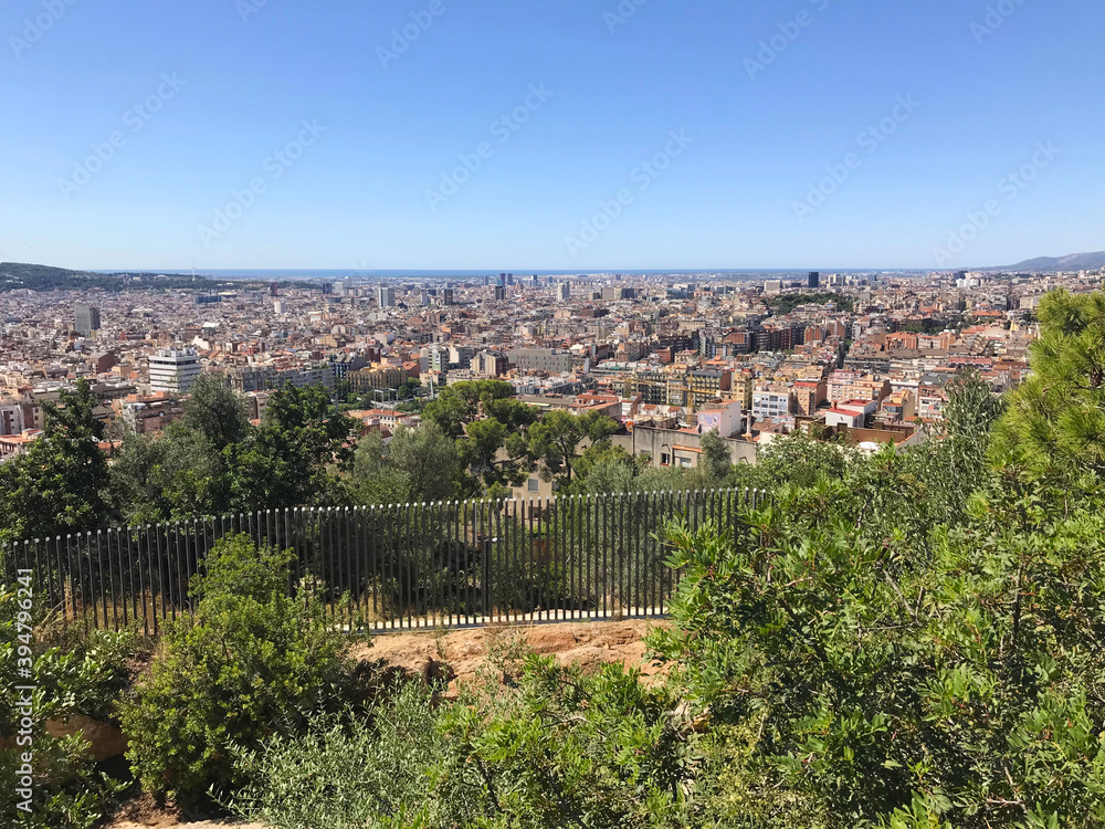 Aerial top view from Carmel Hill near Park Guell, in Barcelona, Catalonia, Spain