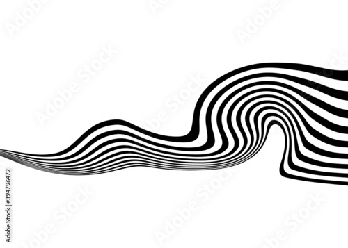 Striped Wave Black Lines White Background Abstract Vector Pattern Geometric art