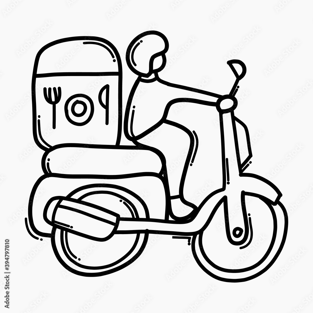 Food delivery doodle vector icon. Drawing sketch illustration hand drawn line eps10 Food delivery doodle vector icon. Drawing sketch illustration hand drawn line eps10