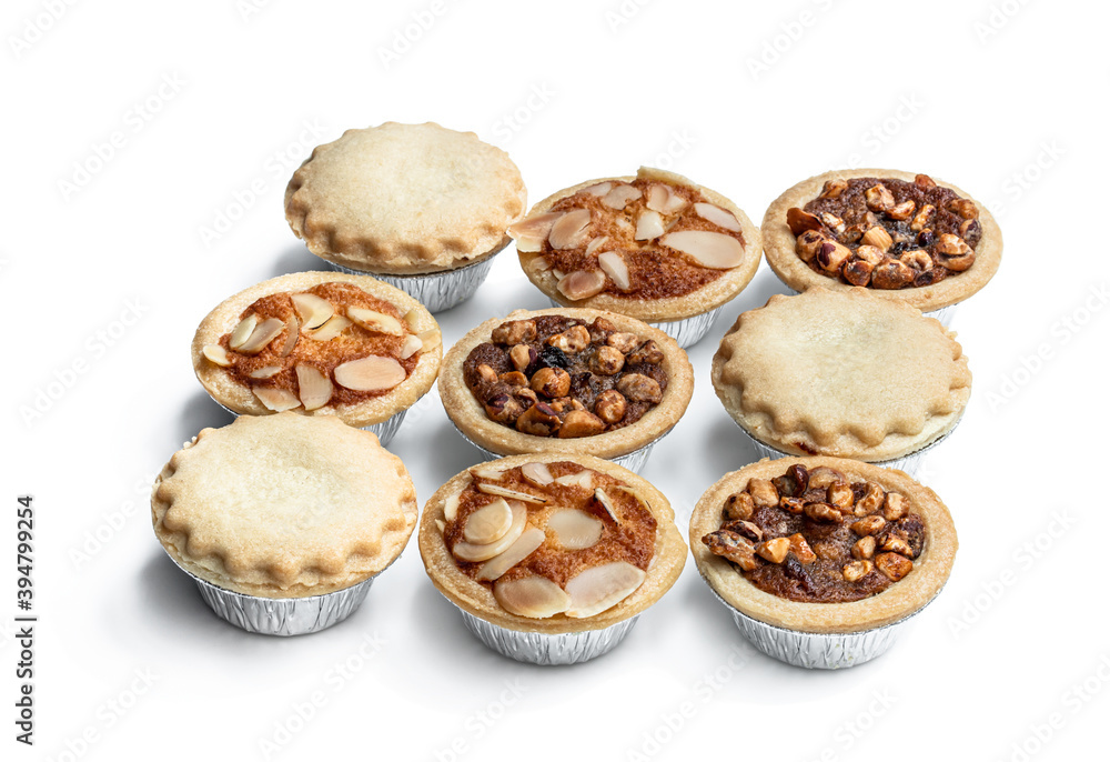 Christmas mini mince pie isolated on white