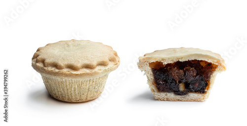 Christmas mini mince pie isolated on white