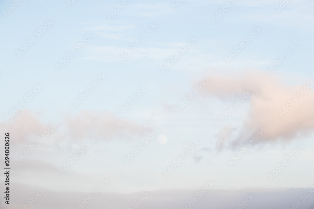 Sky background. Beautiful azure sky with clouds background with soft focus. Background of sky with clouds.