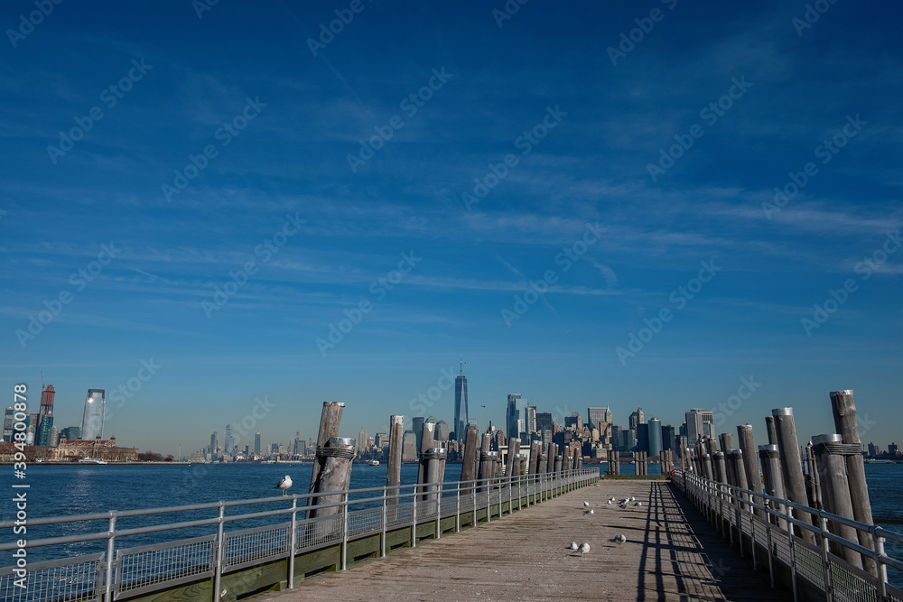 Pier with city view in New York