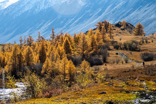 The altai mountains. landscape of nature on the Altai mountains and in the gorges between the mountains. photo