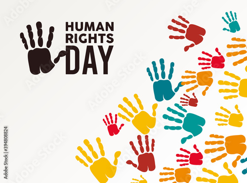 human rights day poster with hands colors print