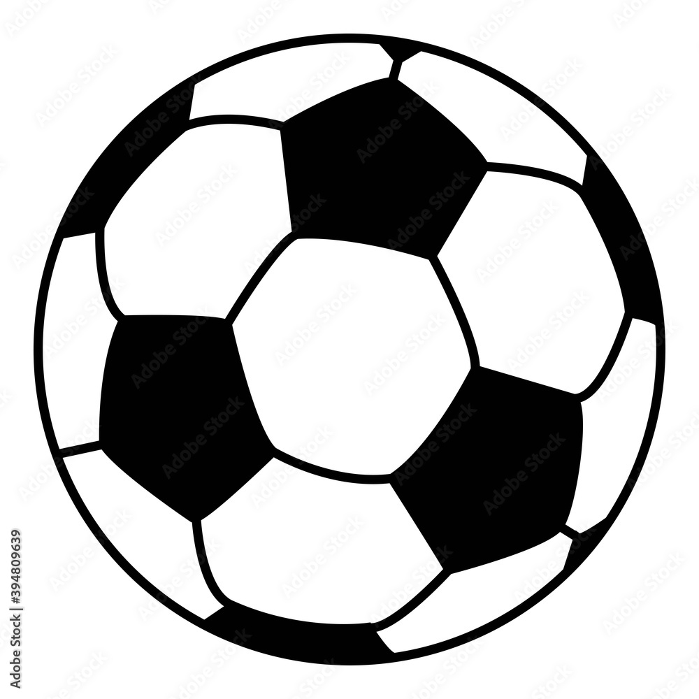 Vector isolated doodle illustration of a soccer ball, on a white background. Simple flat style.