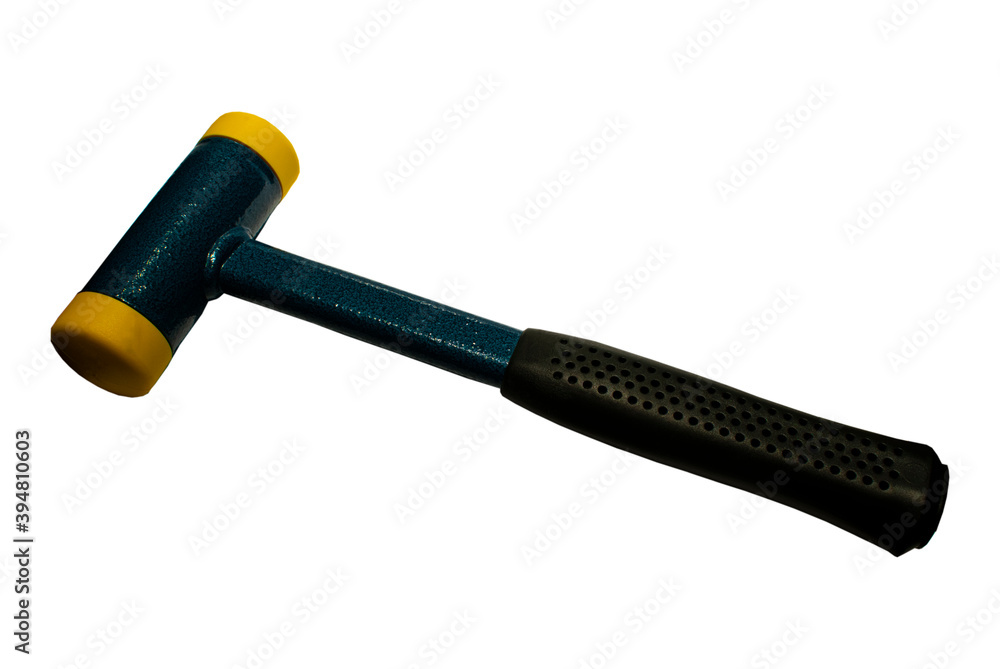 polyurethane hammer with black handle on white background polyurethane hammer with black handle on white background
