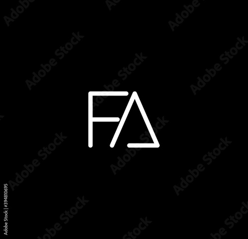 Letter FA alphabet logo design vector. The initials of the letter F and A logo design in a minimal style are suitable for an abbreviated name logo.