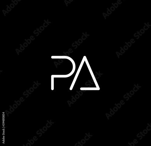 Letter PA alphabet logo design vector. The initials of the letter P and A logo design in a minimal style are suitable for an abbreviated name logo.