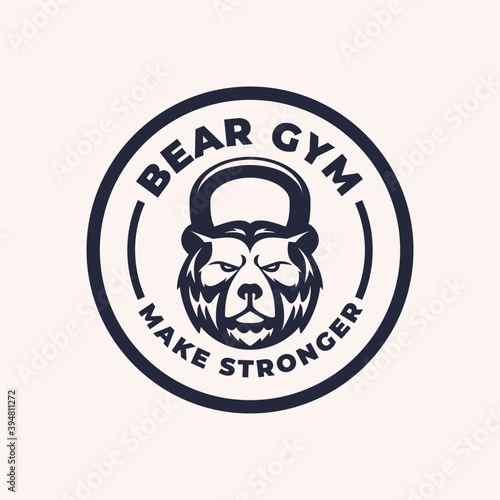 Kettlebell bear gym fitness logo mascot design