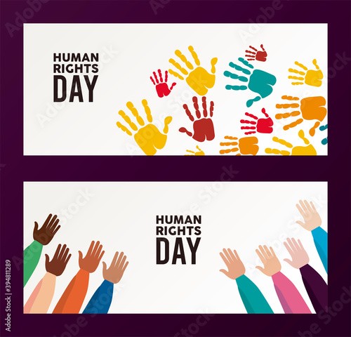 human rights day poster with hands colors print
