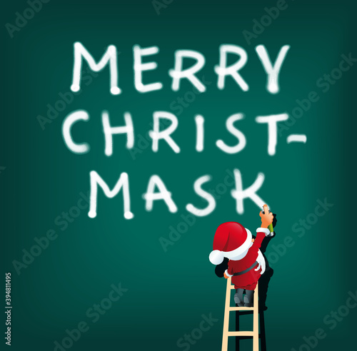 Grafik Weihnachtsmann mit Merry Christmask