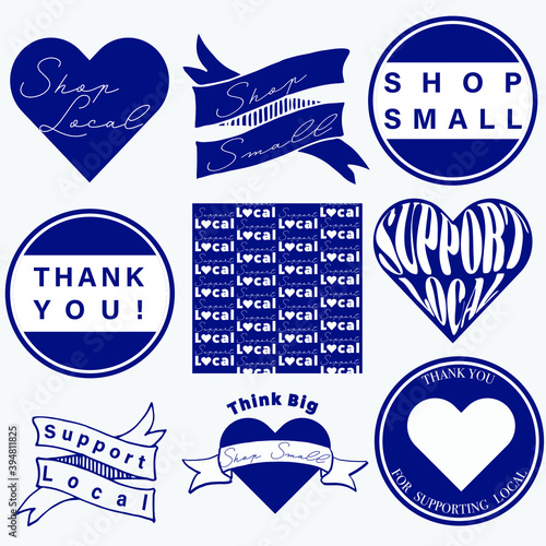 Set of labels, Small Business Saturday, Shop Small, Support Local, Vector Labels.