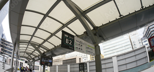 internal & external view of the Osaka train and bus station 