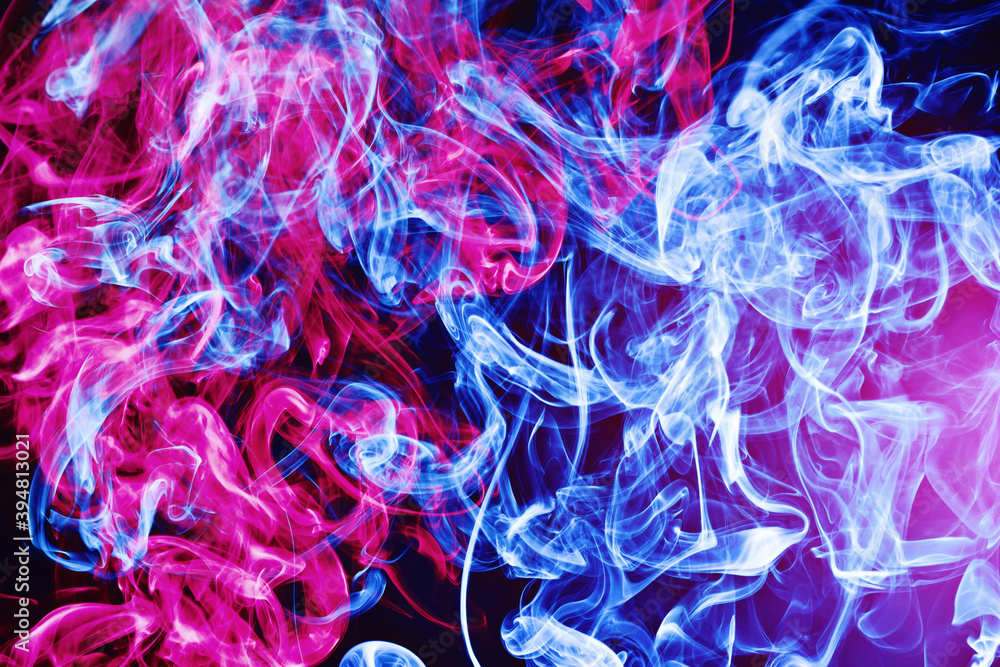Blue and red smoke background. Air gas swirl texture. Vapour isolated on black. Chaos background. Steam shape flowing motion backdrop. Colorful flow background. Double color smoke backdrop. Blue and red smoke background. Air gas swirl texture. Vapour isolated on black. Chaos background. Steam shape flowing motion backdrop. Colorful flow background. Double color smoke backdrop.