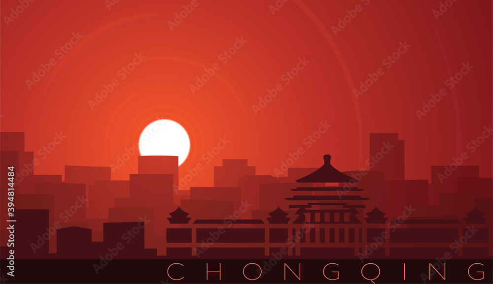 Chongqing Low Sun Skyline Scene