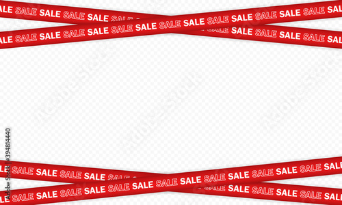 Sale banner. Police tape design. Vector on isolated white background. EPS 10