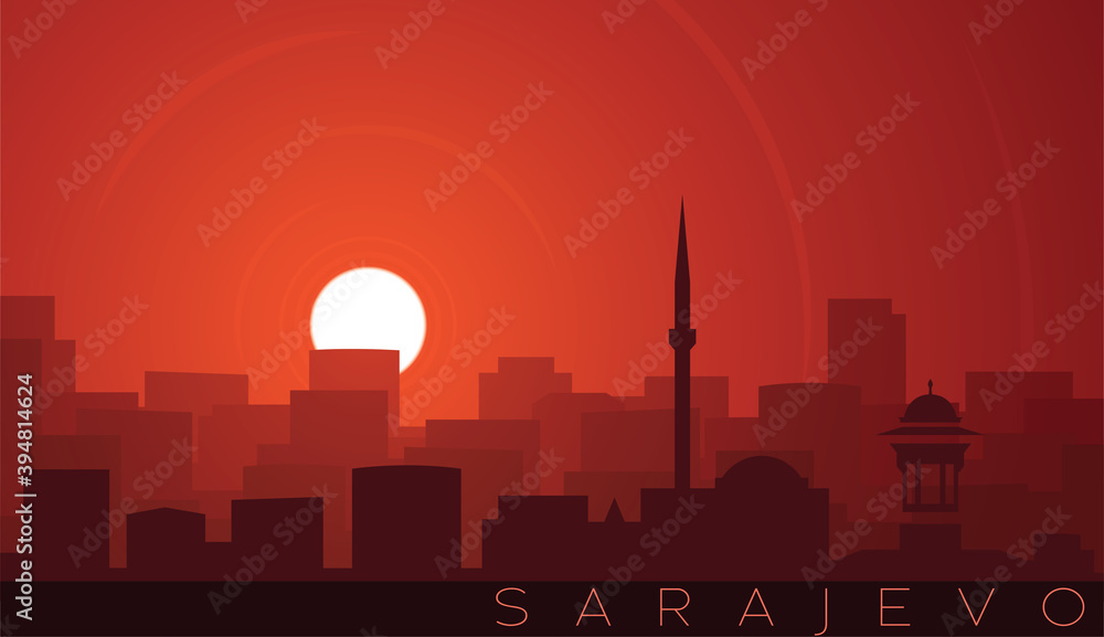 Fototapeta premium Sarajevo Low Sun Skyline Scene
