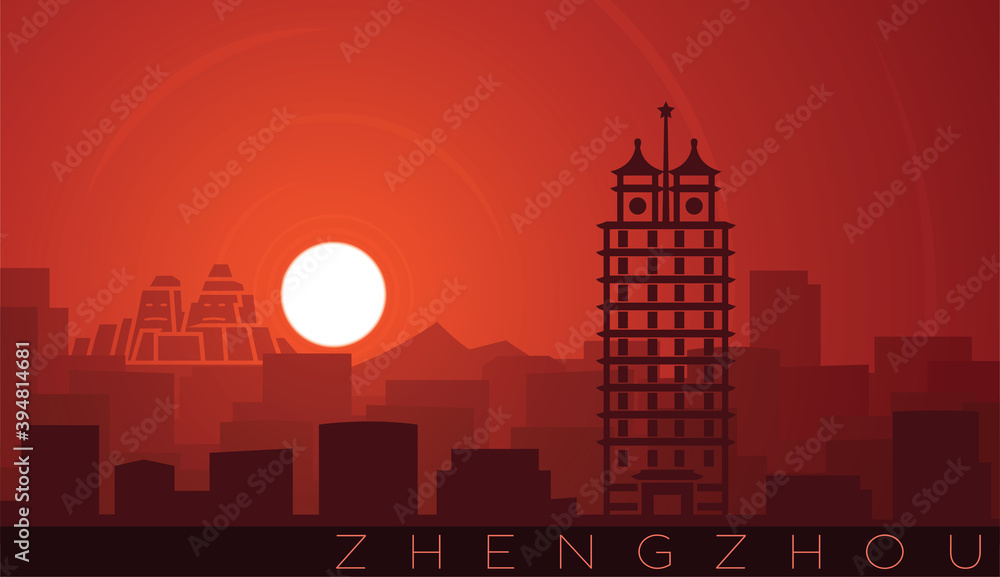 Zhengzhou Low Sun Skyline Scene