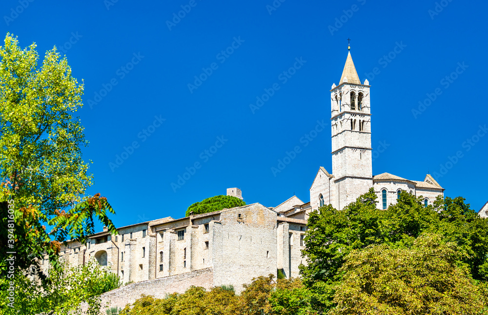 View of the Santa Chiara Basilica in Assisi - Umbria, Italy