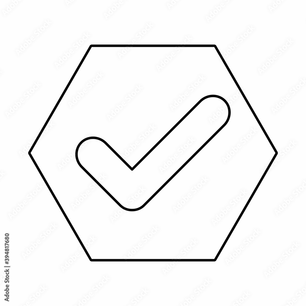 Check marks, Tick marks, Accepted, Approved, Yes, Correct, Ok, Right Choices, Task Completion, Voting. - vector mark symbols. Black outline design. Isolated icon.