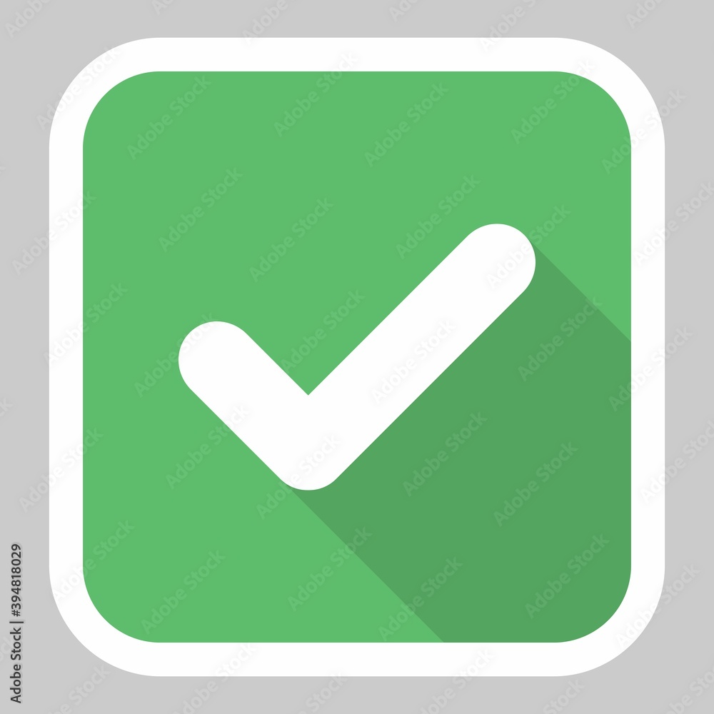 Check marks, Tick marks, Accepted, Approved, Yes, Correct, Ok, Right Choices, Task Completion, Voting. - vector mark symbols in green. White stroke and shadow design. Isolated icon. Check marks, Tick marks, Accepted, Approved, Yes, Correct, Ok, Right Choices, Task Completion, Voting. - vector mark symbols in green. White stroke and shadow design. Isolated icon.